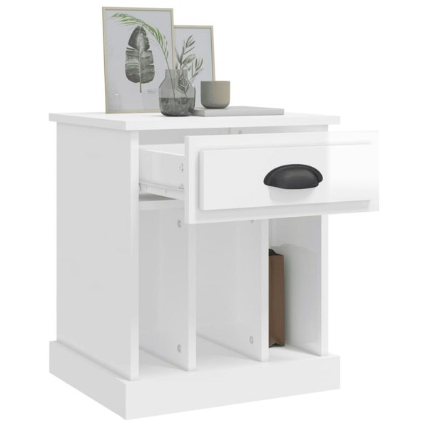 Berkfield Bedside Cabinet High Gloss White 43x36x50 cm