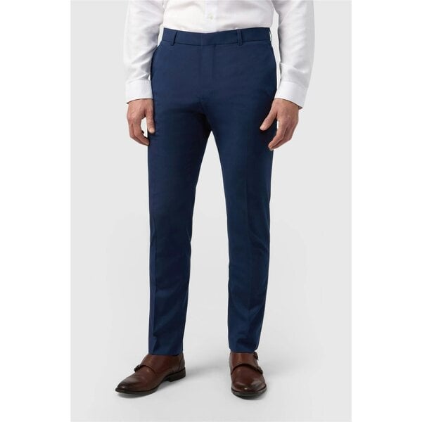 Limehaus Tailored Fit Blue Stretch Trousers