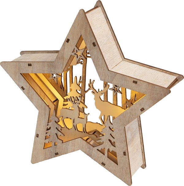 St Helens Wooden Light Up Star Festive Scene