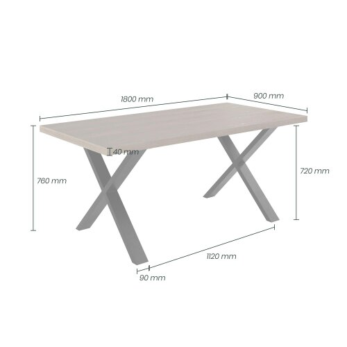 Wyld Haus Pefkos Natural Oak and Black Metal Dining Table