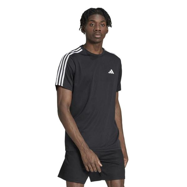 Adidas Mens Essentials 3 Stripes Training T-Shirt - Black/White - 