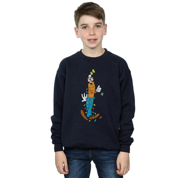 Disney Boys Goofy Christmas Lights Sweatshirt - Navy Blue