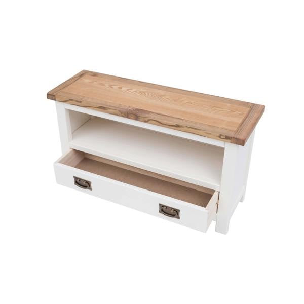 Cabinet Bits Lovere Off White 1 Drawer TV Cabinet Brass Drop Handle