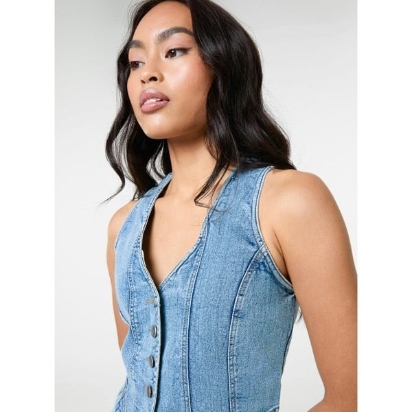 Pink Vanilla Denim Fitted Waistcoat