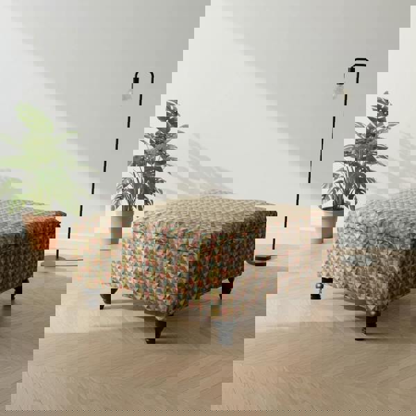 Solid wooden frame contemporary square seating stool with comfort padding