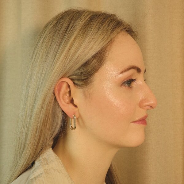 The Colourful Aura Sterling Silver U Shape Geometric Minimalist Square Huggies Hoop Earrings