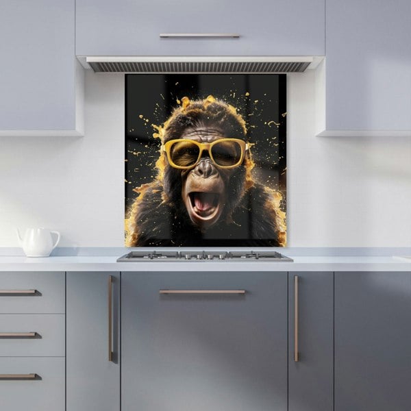 Warren Reed - Designer Splashart Monkey Face With Yellow Glasses Kitchen Splashback