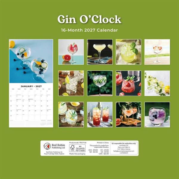 Gin O'Clock Calendar 2027, Wall Calendars, Month To View, Lifestyle, Gift