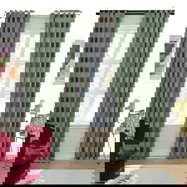 Paoletti Jupiter Chenille Eyelet Curtains - Grapefruit