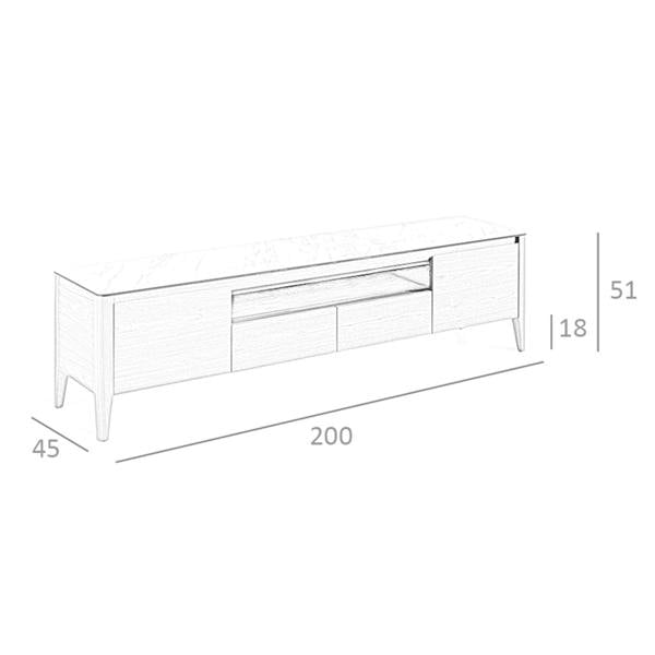 Angel Cerdá Walnut TV Stand With Glass Top Imitation Marble 3083