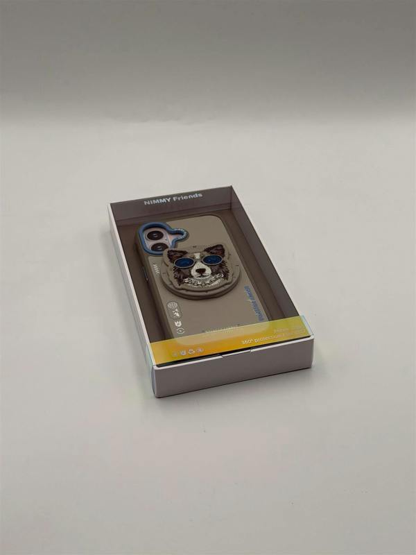 Nimmy Friends Nimmy Glasses Cool Dog Face Case with Detachable MagSafe Grip Stand for iPhone 17 6.3" Grey Blue - N-YJKM-CXZJ-IP17-028