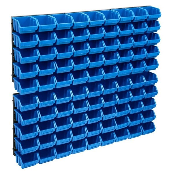 Berkfield 96 Piece Storage Bin Kit with Wall Panels Blue and Black