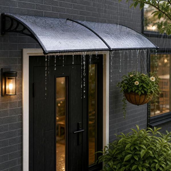 Living and Home 2.7m W x 1m D Window Door Canopy Awning with Brackets