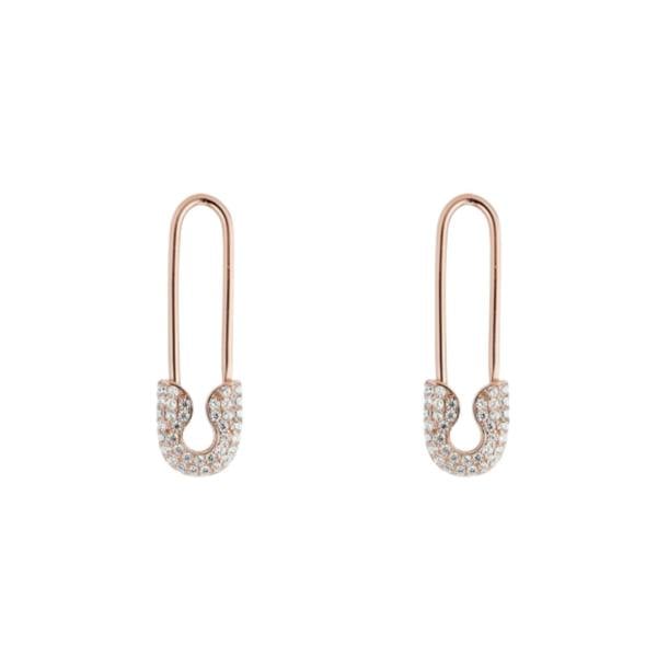 Spero London Pave Safety Pin Earrings Jewelled Sterling Silver