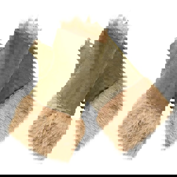 Infinity Leather Women’s Suede Leather Shearling Lined Fingerless Gloves