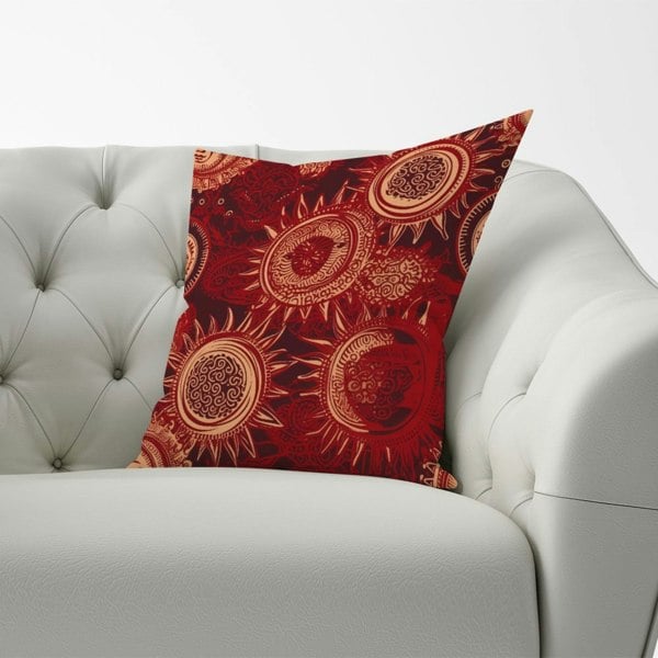 Warren Reed Abstract Red Moon and Sun Cushions