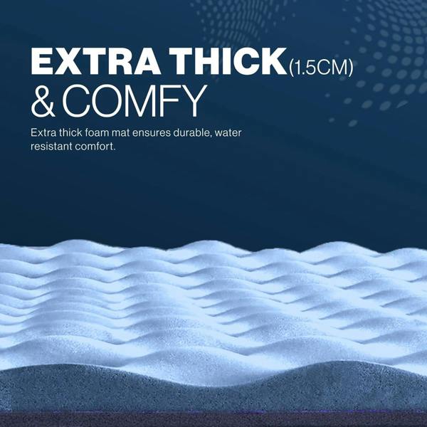 ADVENTURE PEAKS Camping Mat Waterproof EVA Foam Exercise Mat Extra Thick 1.5 CM Lightweight Yoga Mats with Elastic Straps Ideal Camping