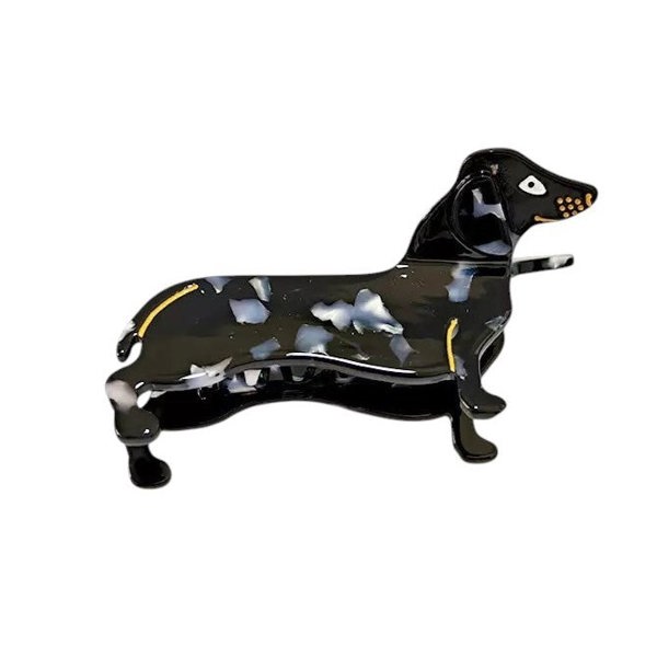 Gold Trip Black Dachshund Claw Clip