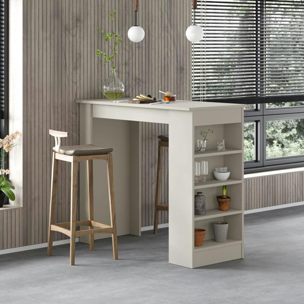 Decortie Swallow Modern Kitchen Bar Dining Table with 4-Tier Storage Shelves H 102cm