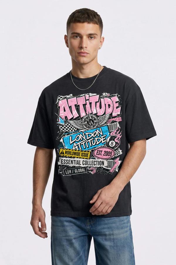 London Attitude Retro Graphic Oversized Heavyweight Streetwear T-Shirt