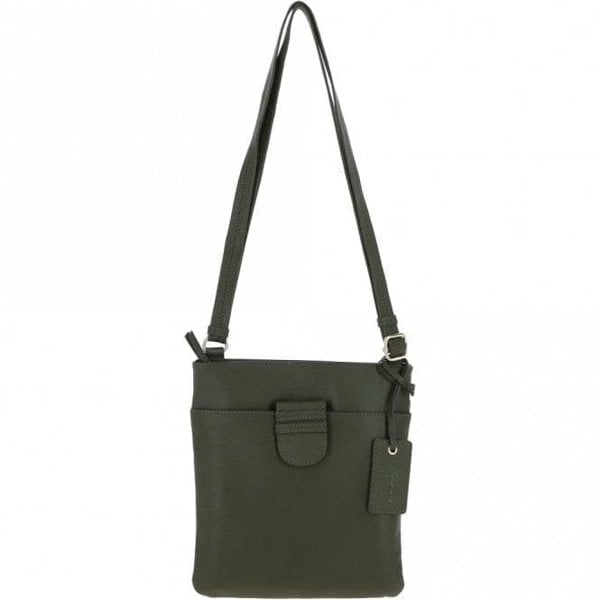 Womens Small Zip Top Leather Cross Body Bag: TAB