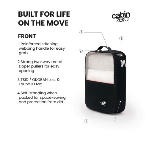 CabinZero Lux Packing Cube (Medium), Premium Structured Organiser for Essentials
