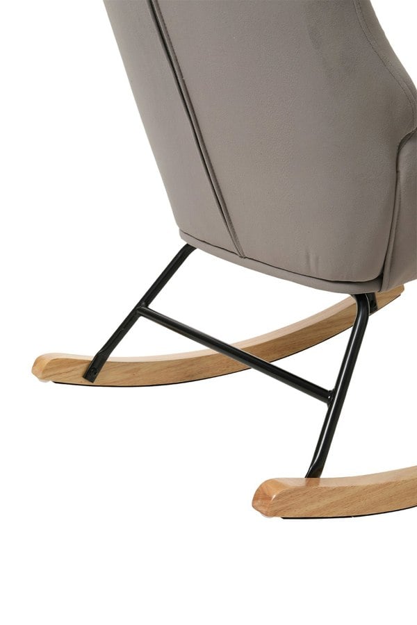 Living and Home Light Grey Velvet Upholstered Rocking Chair