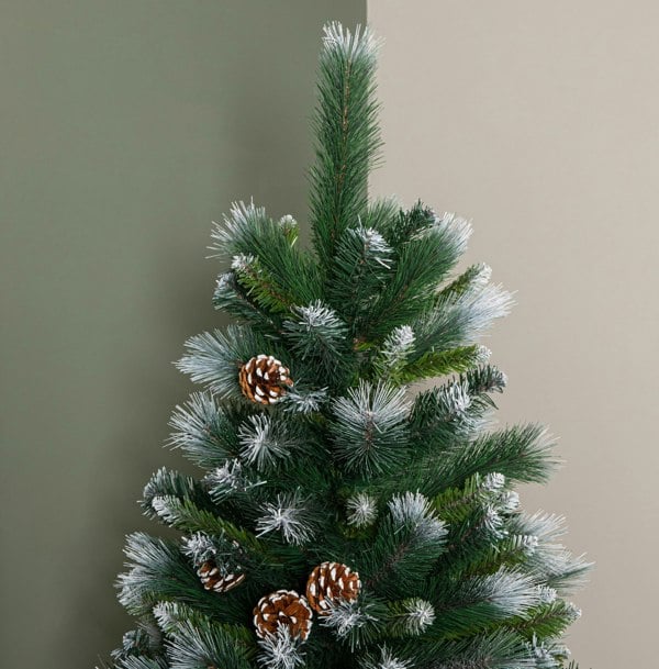 Samuel Alexander 6ft (1.8m) Frosted Glacier Pine Snow Tipped Christmas Tree with Pine Cones and 710 Tips
