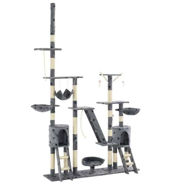 Berkfield Cat Tree with Sisal Scratching Posts 230-250 cm Paw Prints Grey