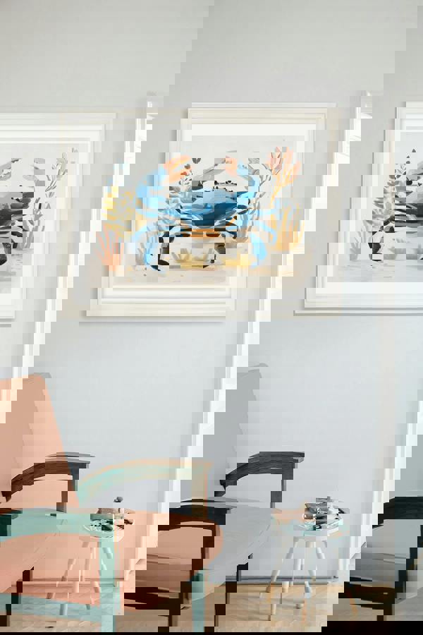 Exceptional Art Pastel Shoreline Lobster & Crab - Cream Hurstwood Frame