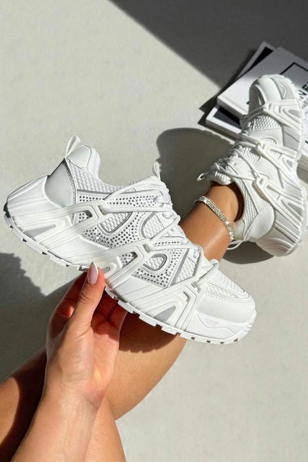 Love Lemonade Sparkly Dimension Chunky Trainers White