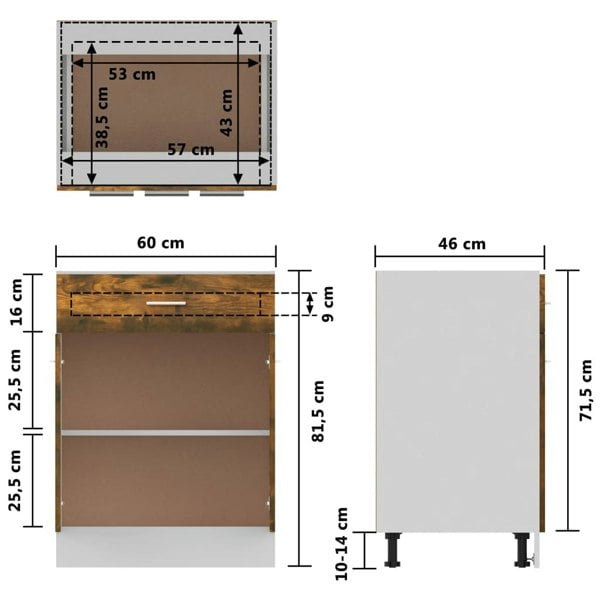 Berkfield Drawer Bottom Cabinet Smoked Oak 60x46x81.5 cm Engineered Wood