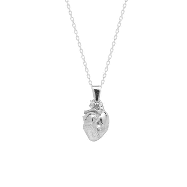 Spero London Sterling Silver Anatomical Heart Necklace