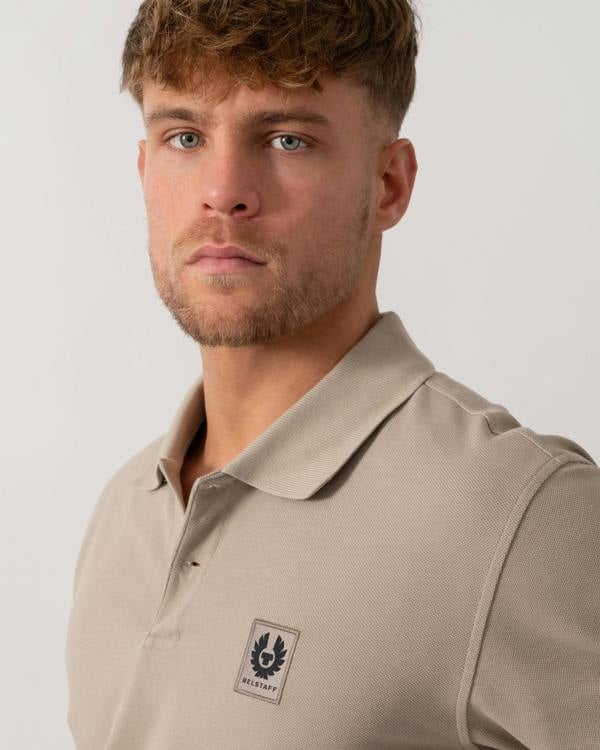 Belstaff Short Sleeved Mens Polo - Dark Sand - Logo detail