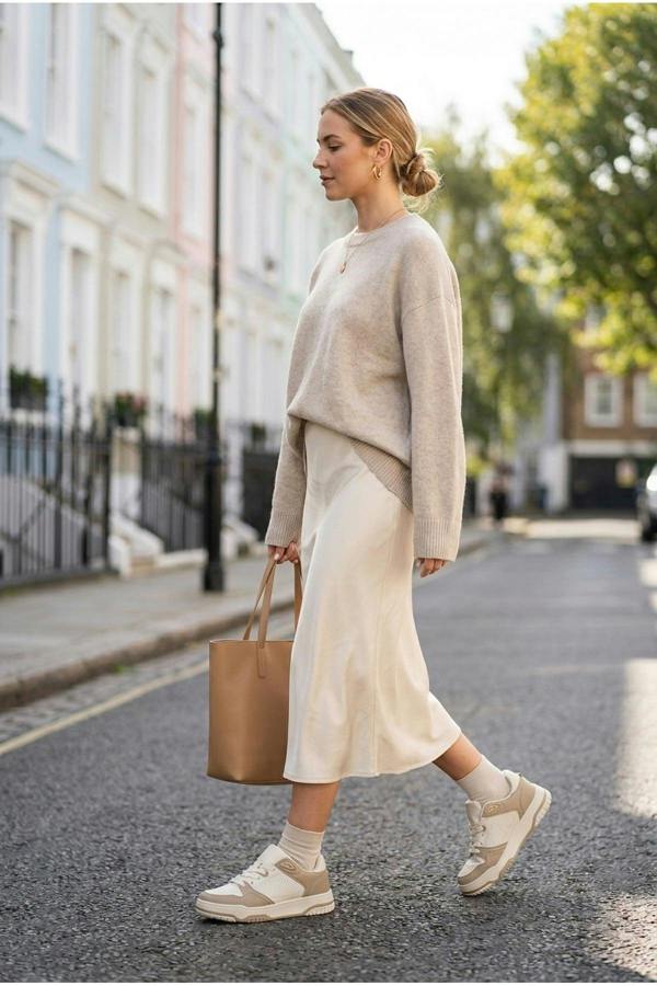 Cordelia Two Tone Panel Chunky Trainers - Beige