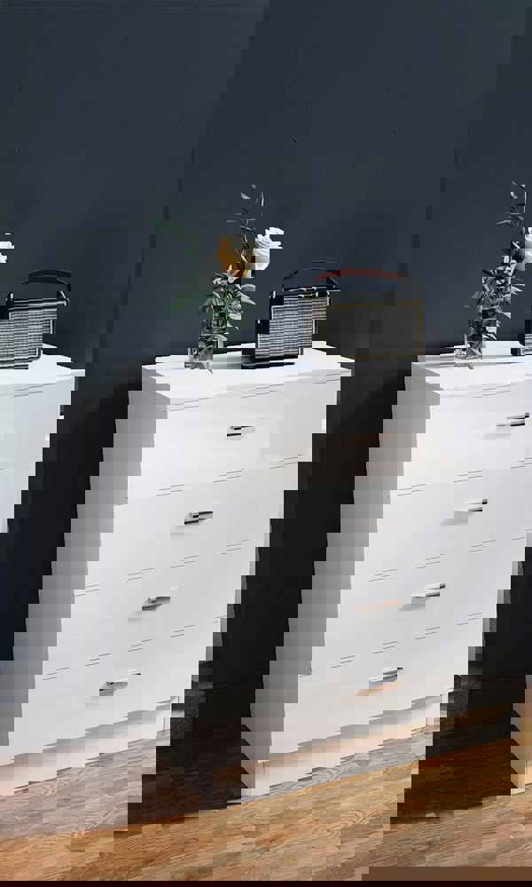 Comfy Living High Gloss Bedroom Furniture 3 Piece Trio Set Wardrobe Chest Bedside