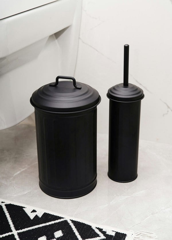 Rozi Black Toilet Brush And Holder