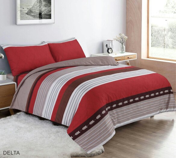 Night Zone Delta Striped Microfibre Duvet Cover Set – Soft Easy Care Bedding with Pillowcases