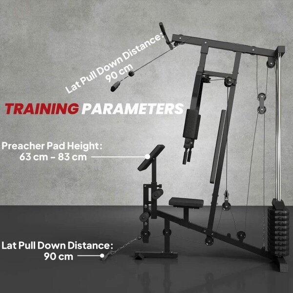 Multi Gym Equipment, 45KG Weight Stack, Chest Press, Butterfly Press & Leg Developer for Strength Training