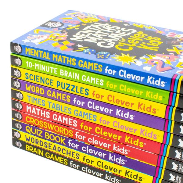 Brain Games 10 Books Collection Set for Clever Kids – Mental Maths, Science Puzzles & Educational Brain Training Collection