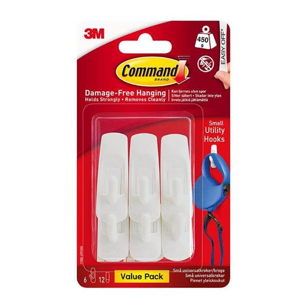 Command 17002VP Small Hooks Value Pack 450g 6pk - One Colour - 