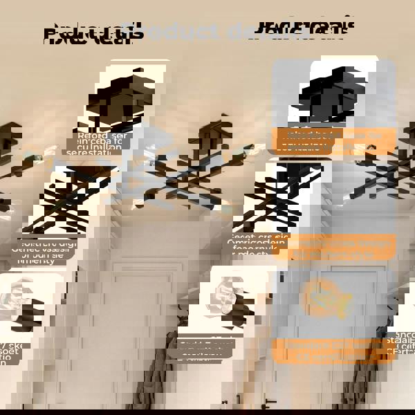 EMITTO Semi Flush Mount Ceiling Light Fixture Matte Black 4 Light E27 Socket