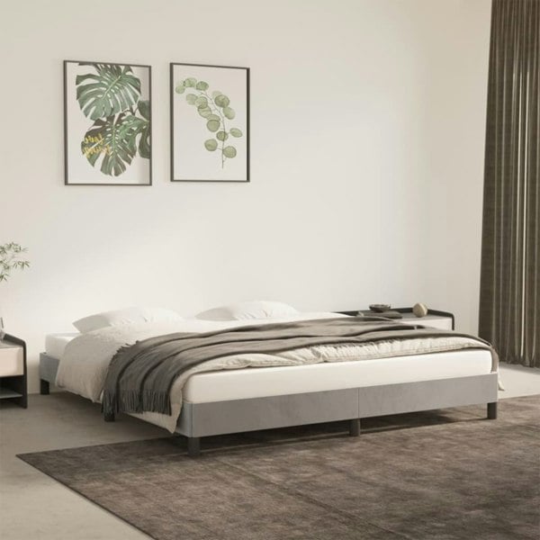 Berkfield Bed Frame Light Grey 180x200 cm 6FT Super King Velvet
