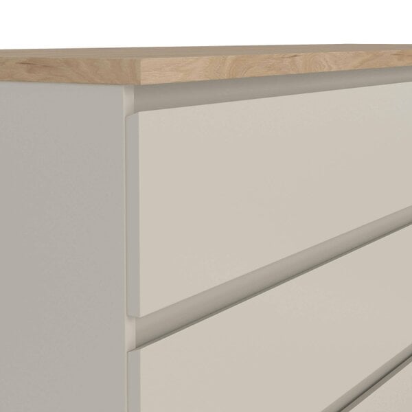Wyld Haus Budapest Cream and Natural Oak Effect Wide Chest 6 Drawers