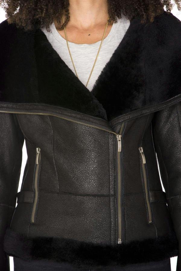 Infinity Leather Womens Merino Sheepskin Aviator Leather Jacket-Asmara