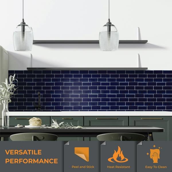 Deep Blue Glossy 3D Sticker Tile 30.5 x 30.5cm - 6 pcs