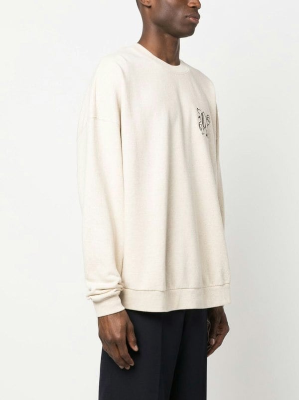 Palm Angels Linen Crewneck Beige Black - Supplied FashionPALM ANGELS