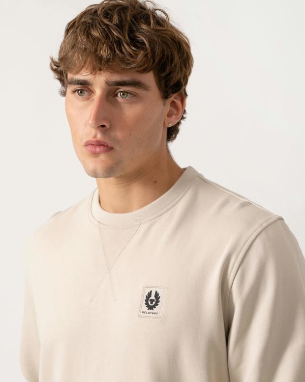 Close up of Belstaff Mens Logo Sweatshirt - Pale Stone