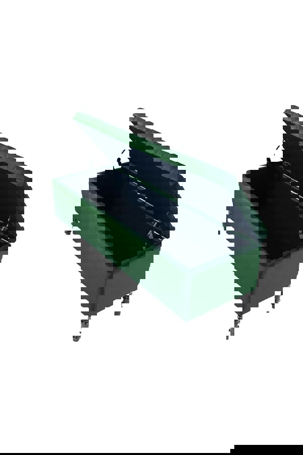 Living and Home Green Upholstered Storage Ottoman Entryway Bench