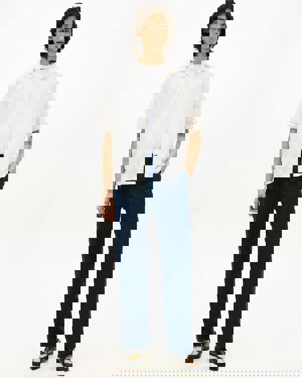 Tommy Hilfiger Performance Seersucker Mens Short Sleeve Shirt - Ivory Petal/Ecru Stripe